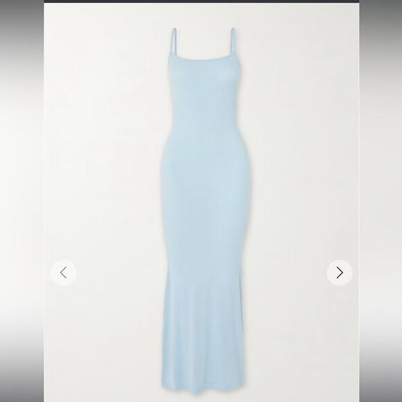 NWT SKIMS sold out rare long slip dress in color CELESTE - Picture 3 of 7